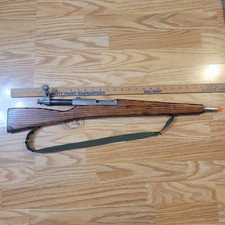VINTAGE FRONTIERLAND 28" WOODEN TOY RIFLE CAP GUN BOLT ACTION