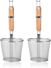 2 Pieces Pasta Strainer Basket Stainless Steel Fine mesh Pasta Strainer Basket w