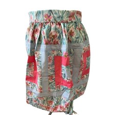Vintage baby blue and bright pink Floral half apron
