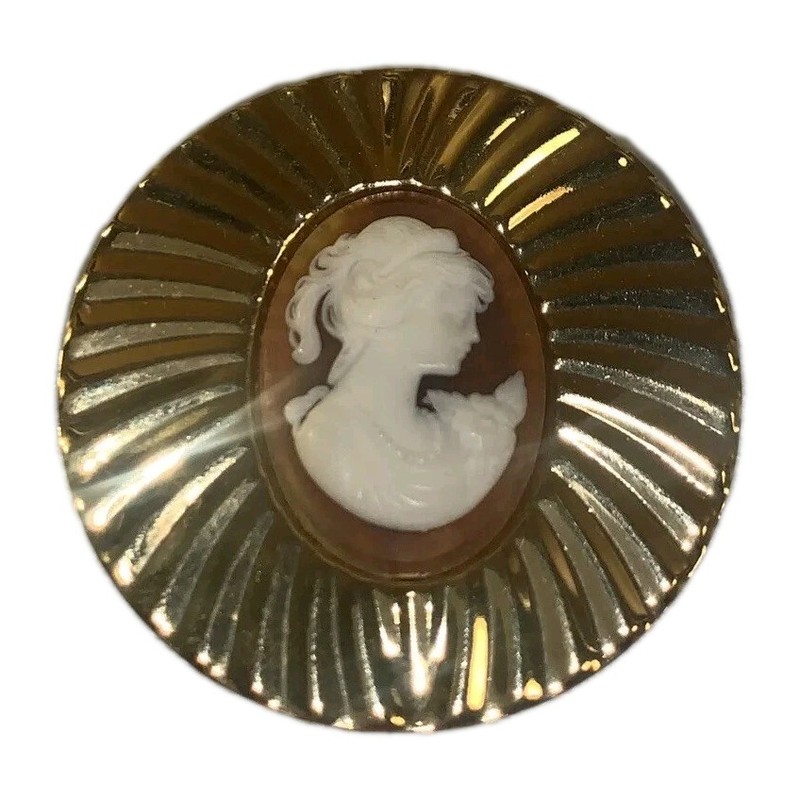Vintage Cameo Collar Clip, Gold Tone Color, Beautiful Large Cameo
