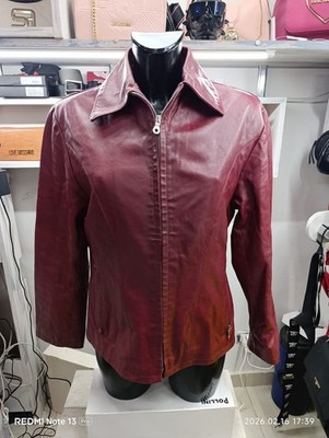 Creazioni Womens Leather Burgundy Leather Jacket Jacket Size M AT290