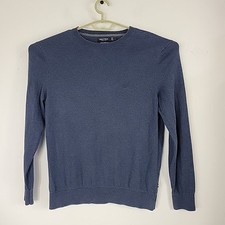 Nautica Sweater Men Sz M Navy Blue Luxury Performance Crew Neck Cotton Blend