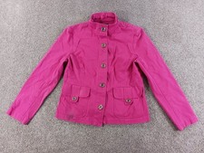 Jones New York Stretch Signature M Womens Jacket Button Up Pockets Cotton Blend