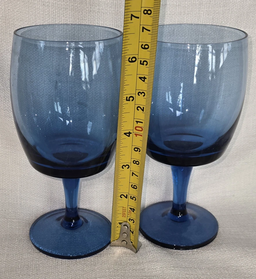 2 винтажных бокала для вина Gorham Accent MCM 12 унций темно-синие кубки 6,5 дюйма - Изображение 2 из 4