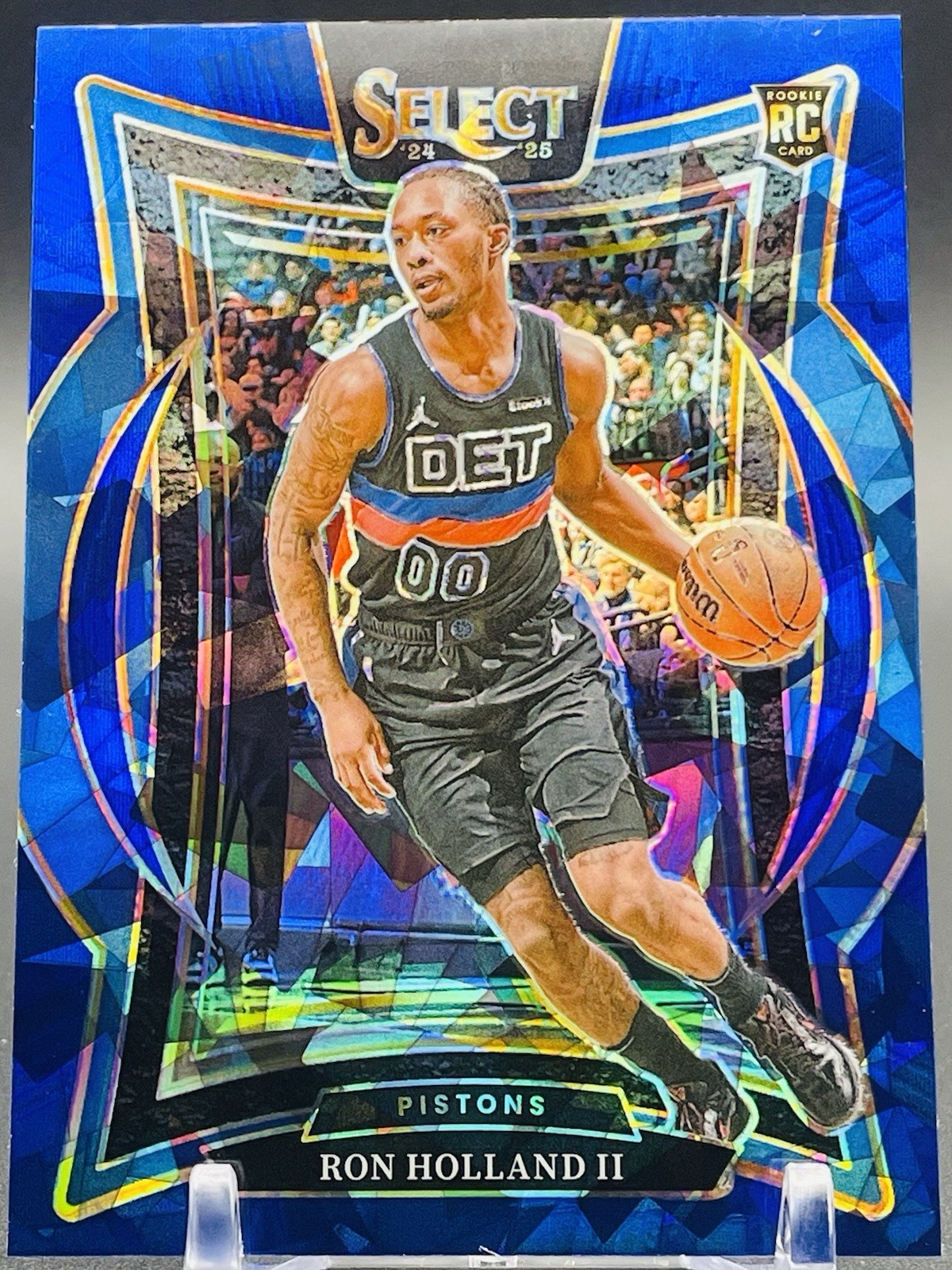2024 Panini Select - Concourse Blue Cracked Ice Prizm #74 Ron Holland II (RC)