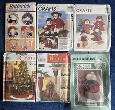 Lot of 6 Vintage Christmas Craft Patterns Butterick McCalls Simplicity