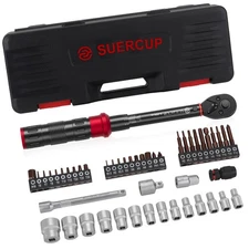 1/4" 50 PCS Torque Wrench Set, 3-25Nm 72 Tooth Drive Click Torque Wrench Set ...