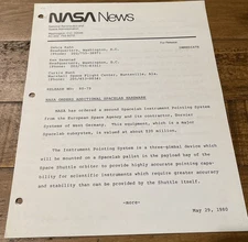 NASA News Release NASA Orders Additional Spacelab Hardware May 29, 1980