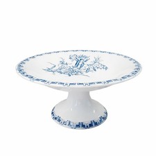 Compotier Sarreguemines LINNÉ U&C Faïence Bleue Coupe à Fruits Vintage Ø22cm