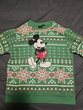 Disney Mickey Mouse Christmas Green Graphic Sweatshirt Men's Size L