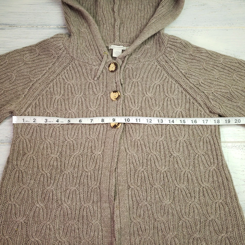 Cardigã feminino branco + Warren com capuz suéter de cashmere marrom pequeno - Imagem 4 de 4