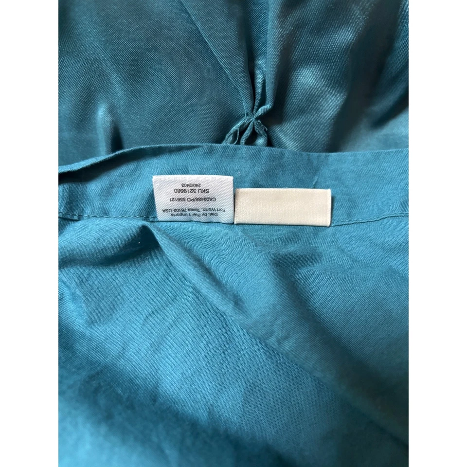 Funda nórdica Pier1 Imports con 2 fundas completa/reina verde azulado pellizco plisado Foto 4 de 4