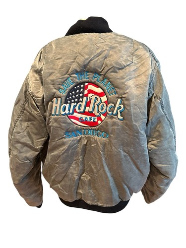 VINTAGE HARD ROCK CAFE FLIGHT JACKET BOMBER EMBROIDERED Circa 1990s