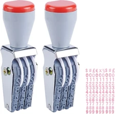 2 Pcs Rubber Number Roller Stamps, 3 Digits Adjustable Personalized Symbol Stamp