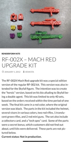 Transformers Renderform Mach Red Upgrade RF-002X 36/40. Neuwertige 1. Auflage - Bild 9 von 10