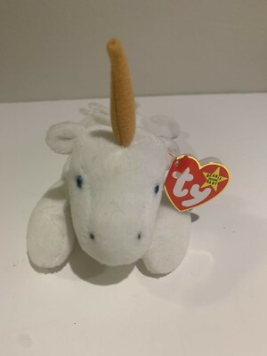 Ty Beanie Babies Mystic Unicorn RARE Brown Horn Yarn Mane Mismatched Tags,  #4007 - Main Image