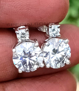5.50 Ct Certified White Diamond Solitaire Studs 925 Silver Great Shine VIDEO