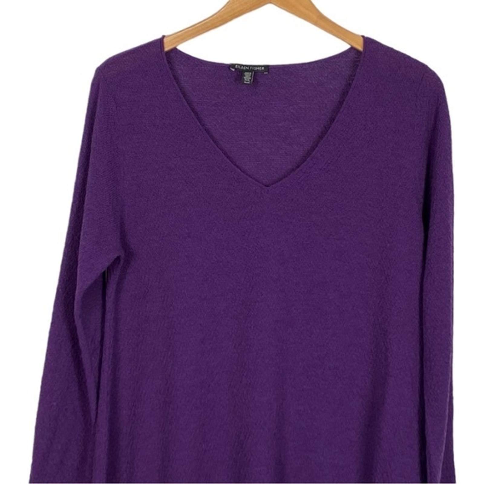 Eileen Fisher tunic top womens wool tunic sweater purple long sleeve Sz M