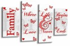 Large Family Love Quote Art Print Red White Framed Split Wall Canvas Picture