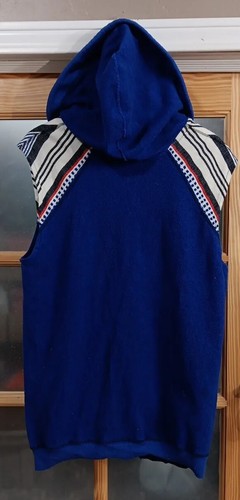 Hoodie Sleeveless Sweatshirt Lemlem Blue Cotton By Liya Kebede Men US S - Picture 3 of 6