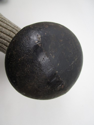 Bilanciere manubrio globo testa panino 25 libbre ghisa vintage peso uomo forte rotondo - Foto 9 di 10