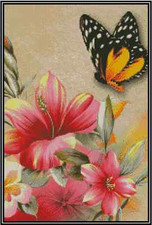 Flowers and Butterfly Counted Cross Stitch Chart No. 29-109