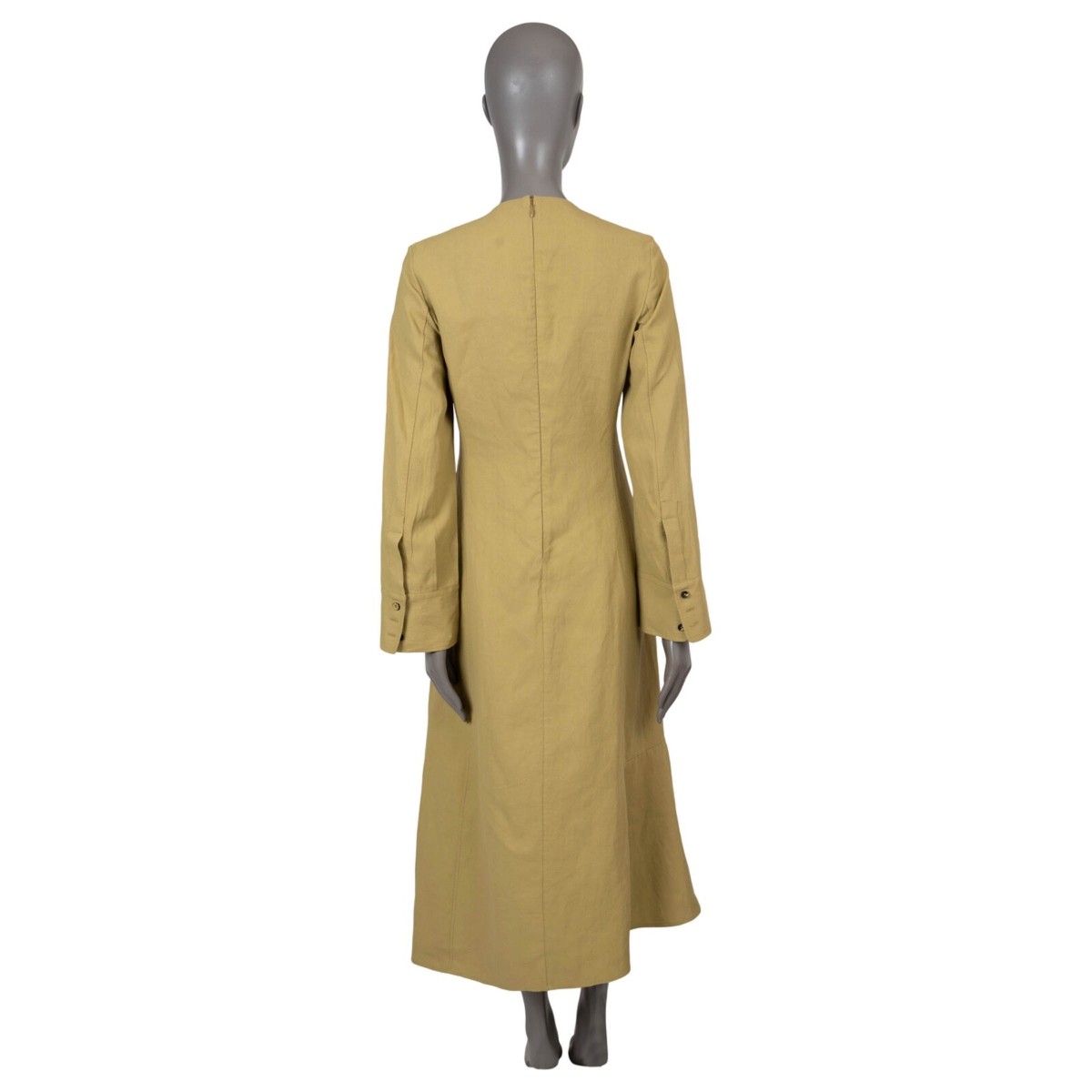 【関税込み】Jil Sander ミディアムドレス 70436 auth JIL SANDER pear yellow linen 2023 TIE-NECK MIDI