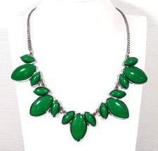 Charming Charlie Green Oval Cabochon Western Coastal Statement Necklace 20 in