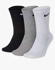 Nike Unisex Everyday Training Crew Socks(3 Pair) Medium- MULTI COLOR