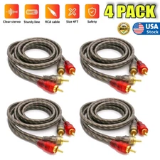 4 PACK  RCA Audio Cable Twisted Pair with Noise Reduction Interconnect Amp Wire