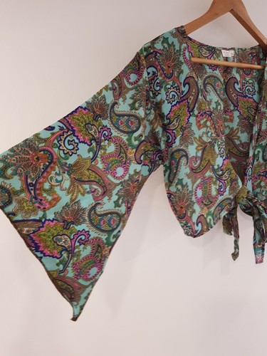 Plus Size Boho Top Shrug Bolero Cropped Hippie Festival Indian 14 16 18 20 Folk - Picture 5 of 12