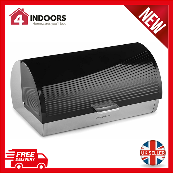 Bread Bin Morphy Richards 976000 Dune Roll Top Black & Stainless