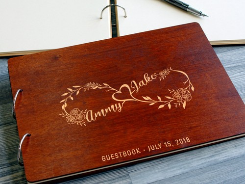 Wedding Guest Book Infinity Guestbook Personalized Rustic Guestook Wedding Gift - Picture 10 of 10