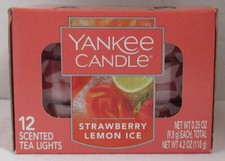 Yankee Candle 12 Scented Tea Light T/L Box Candles STRAWBERRY LEMON ICE