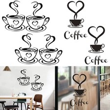 4 Pack Coffee Tea Cup Art Wall Decal Sticker, Coffee Bar Wall Decor Removable...
