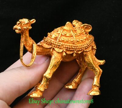 2.7'' Old Chinese Bronze Sit Luotuo Camel Camels Animal Desert