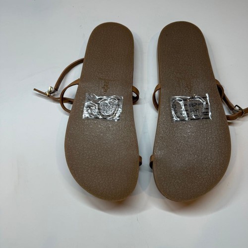 ANTHROPOLOGIE Toe-Loop Stone Flats Sandals Brown w/ Blue Size 8 NIB - Picture 4 of 7