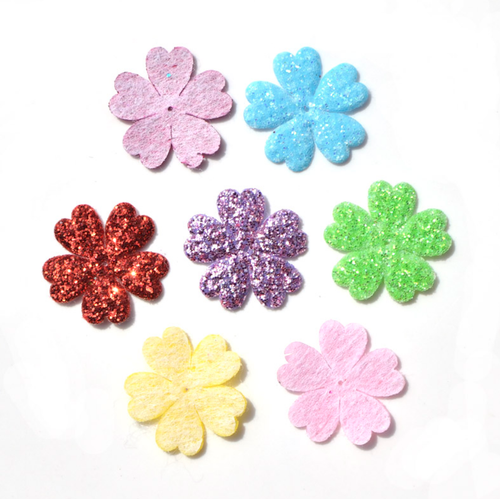 10 x Glitter Flowers for Crafts/Embroidery/Sewing/Fabric/Party Decorations/Arts - Picture 2 of 3