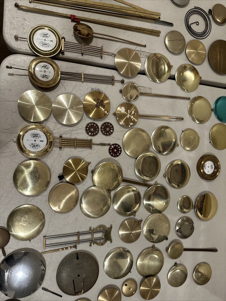 Antique Vintage Clock Pendulum Parts BUNDLE LOT of 80 Plus Parts Pieces