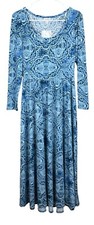 LuLaRoe Ryane Long Sleeve Empire Waist Dress Blue Paisley NWT