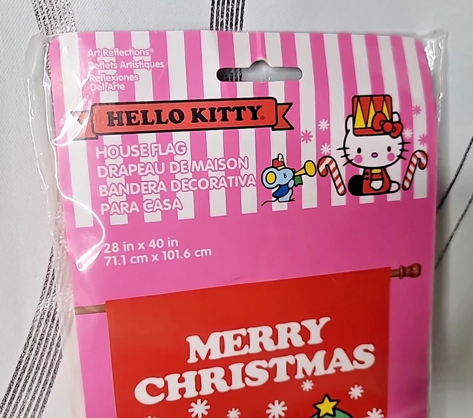 Hello Kitty FELIZ NAVIDAD Decoración Casa Bandera 28” x 40” - ¡Nuevo! Foto 3 de 4