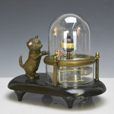 Orologio da tavolo cattura pesci gatto retrò artigianale fortuna feng shui ornamenti