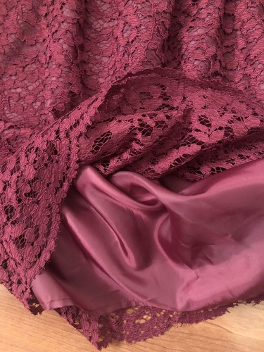 Women's The Kooples Floral Lace Burgundy Wine Red 3/4 Sleeve Formal Dress M - Picture 8 of 10