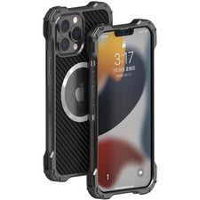 Metal+Carbon Fiber Case Cover Support Magsafe Charger for iPhone 13 Mini Pro Max