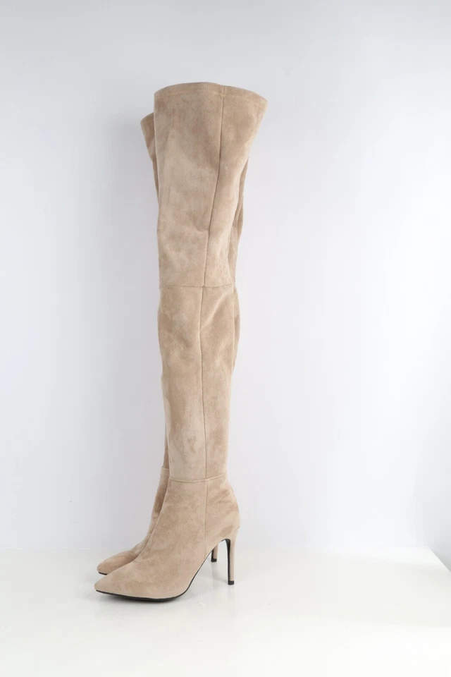 Botas de gamuza beige punta hasta el muslo por encima de la rodilla talla 41 Foto 2 de 4