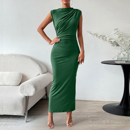 Damen gerruchtet Bodycon Kleid Sommer Freizeit ärmellos Rücken Damen Sommerkleider - Bild 15 von 42