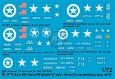 Peddinghaus 1/72 Markings M4A1 Sherman, M3 / M16, T30 HMC, M8 Greyhound WWII 779