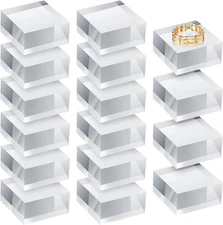 Remerry 16 Pcs Clear Acrylic Blocks Acrylic Square Display Block Clear Polished