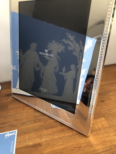 WEDGWOOD England Large "WISH" 10x8" MIRROR Silver PLATE Photoframe- In BOX - Picture 13 of 24