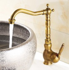 Antique Brass Kitchen Faucet Swivel Spout Basin Mixer Sink Faucet Tap znf014